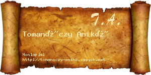Tomanóczy Anikó névjegykártya